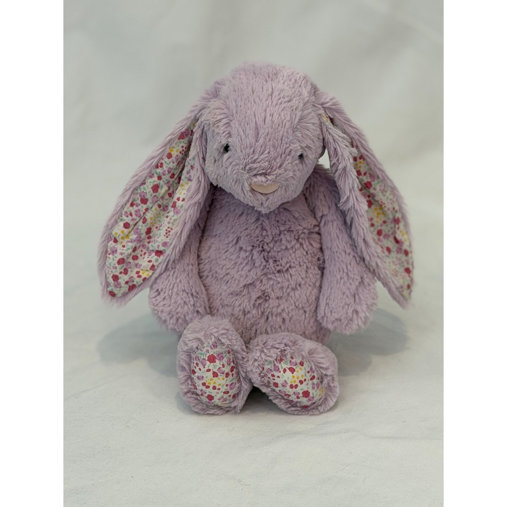Jellycat Bashful Blossom Bunny Lavender Purple Floral Ears Soft Plush Toy